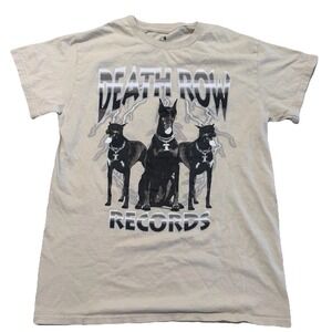 Death Row Records Graphic T Shirt Cream Beige Doberman Dogs Mens Small